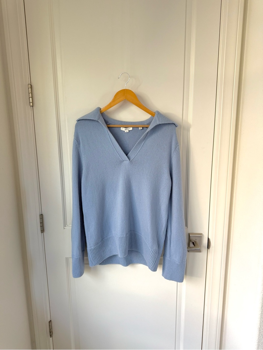 VINCE Blue Wool Cashmere Split Collar Oversized Sweater Women’s Large Luxury